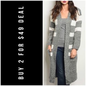 ❄️LAST3️⃣//WOOL BLEND GRAY STRIPED CARDIGAN